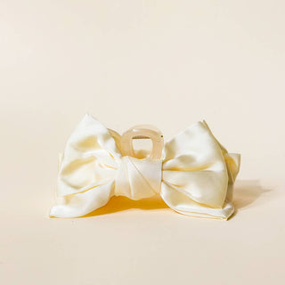 Satin Bow Claw Clip | Cream