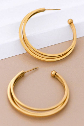 Triple Hoop Earrings | 18K Gold PVD Plated Waterproof Stainless Steel