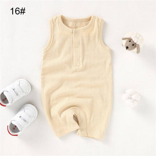 Organic Cotton Sleeveless Baby Romper | Camel