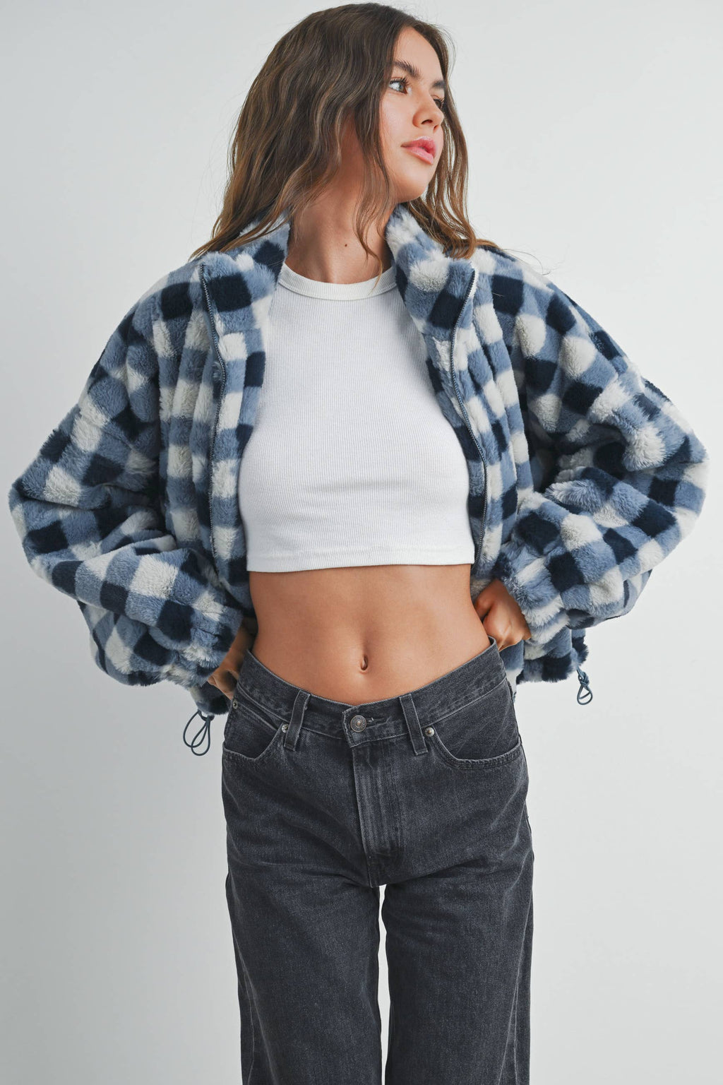 Delaney Drop Shoulder Plaid Jacket | Rust