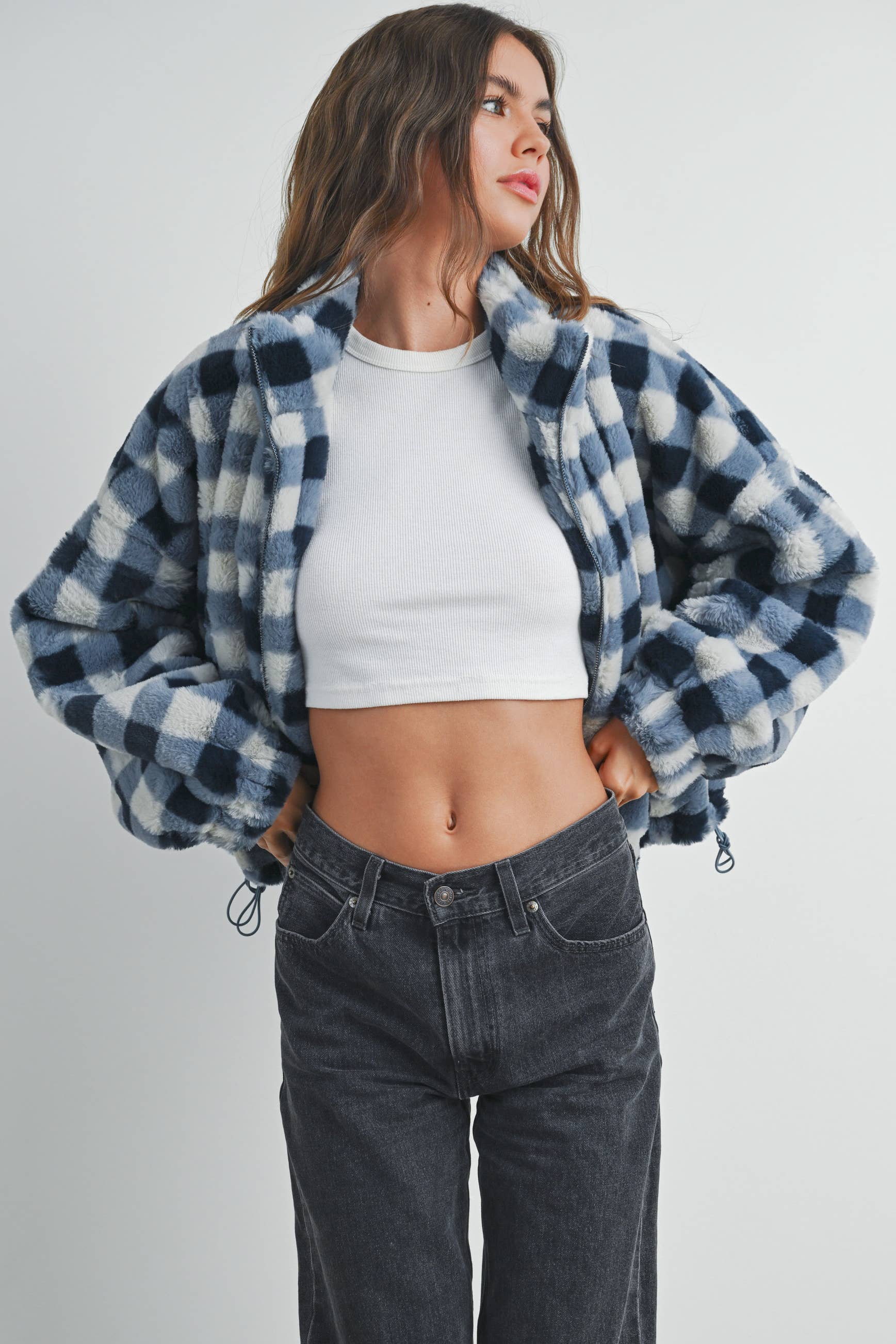 Delaney Drop Shoulder Plaid Jacket | Rust