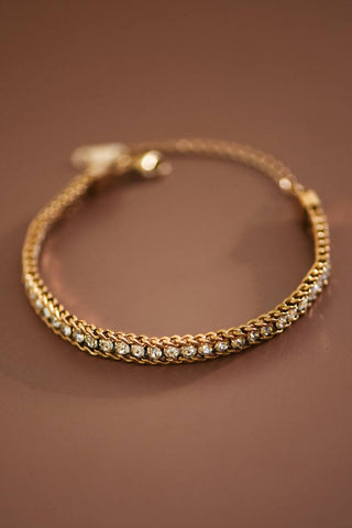 Crystal Chain Bracelet | 18K Gold Plated Stainless Steel