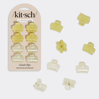Mini Jelly Cloud Clips 8pc Set | Pearlized Cream & Butter Yellow
