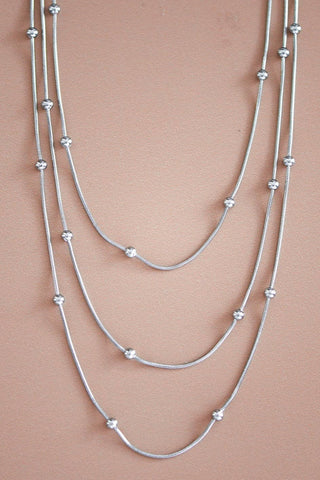 Layered Ball Chain Necklace | Silver Tarnish-Resistant Stainless Steel