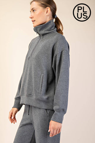 Plus Size Modal Scuba Quarter Zip Pullover | Multiple Colors