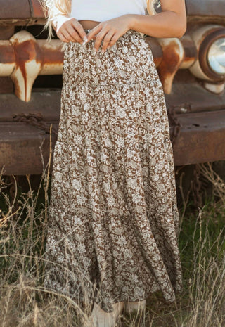 Paisley Brown Floral Maxi Skirt