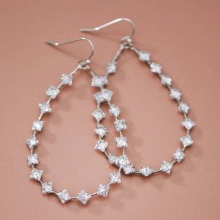 Wire Wrapped Zircon Crystal Teardrop Earrings | Multiple Metal Options