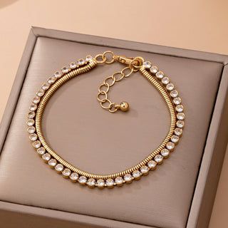 Double Snake Chain Crystal Bracelet