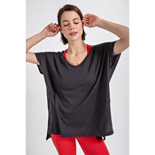 Tri Blend U Neckline Short Sleeve Tunic Top | Multiple Colors