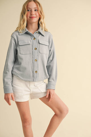 Del Double Pocket Cropped Soft Shacket | Tween 7-14