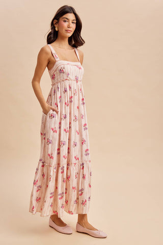 Florence Floral Sleeveless Maxi Dress | Peach Multi