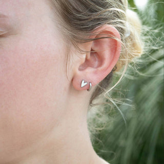 White Heart Stud Earrings | 18K Gold PVD + Stainless Steel