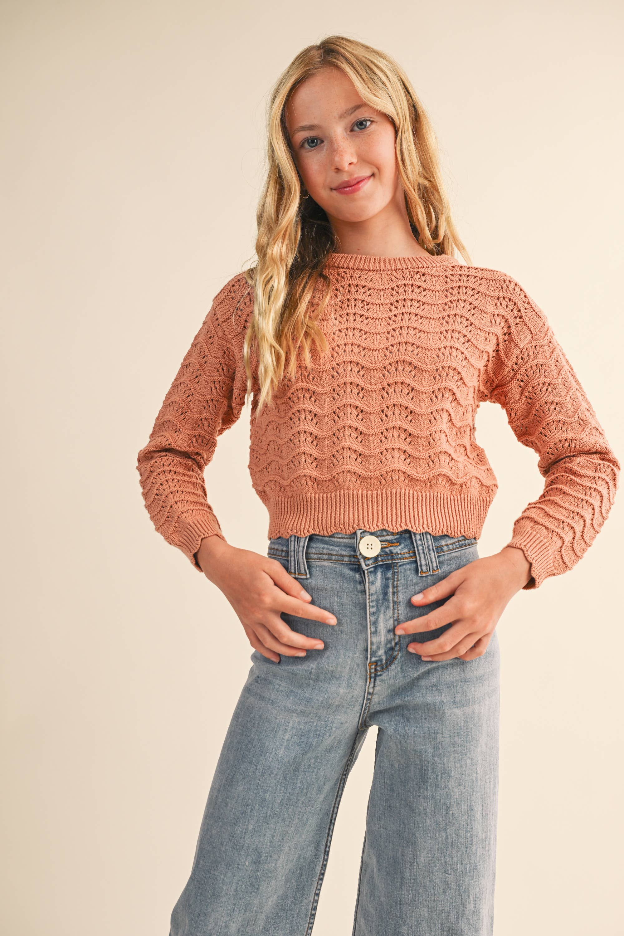 Waverly Tween Pointelle Sweater