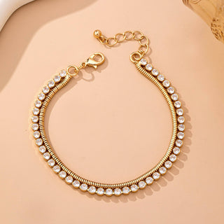 Double Snake Chain Crystal Bracelet