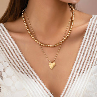 Double Layer Heart Charm Necklace