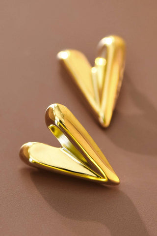 Large Heart Stud Drop Earrings | 18K Gold Plated Waterproof Stainless Steel