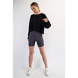 Cotton Slub Open Back Long Sleeve Top | White