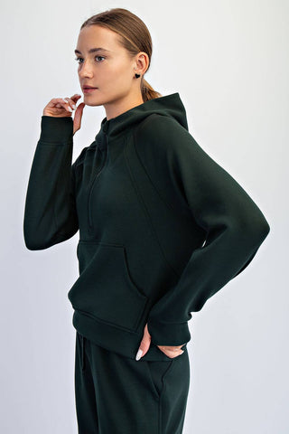 Modal Scuba Quarter Zip Hoodie Jacket | Heather Charcoal