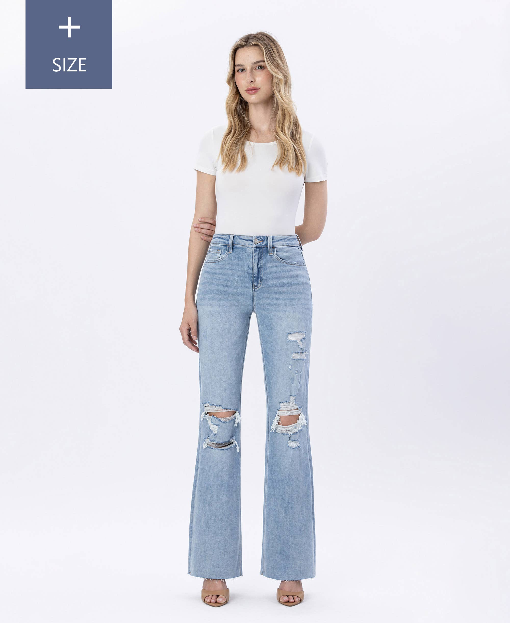 Lovervet Plus Jet Lag Tummy Control 90's Vintage Super High Flare Jeans