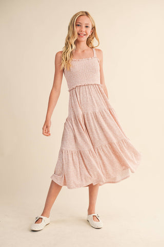 Twyla Smocked Tiered Midi Dress | Tween 7-12
