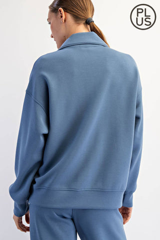 Plus Size Modal Scuba Quarter Zip Pullover | Multiple Colors