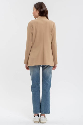 Nelly Notched Collar Long Line Blazer | Khaki