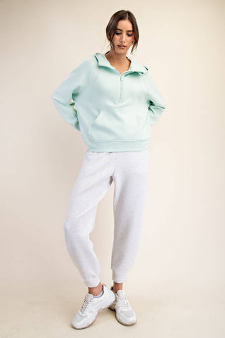 Modal Scuba Quarter Zip Hoodie Jacket | Heather Charcoal