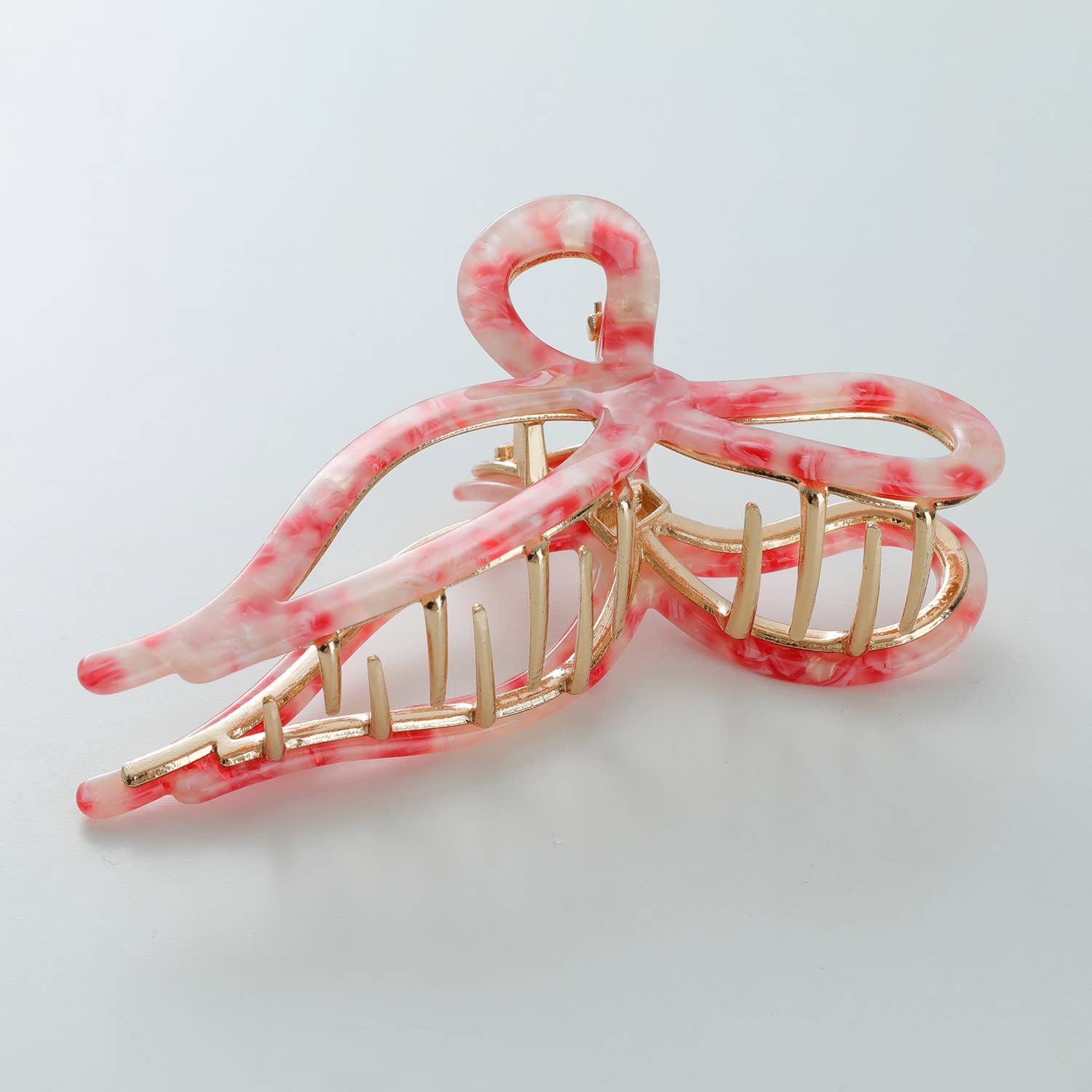 Sabrina Rosé | Large Ribbon Metal Bow Claw Clip