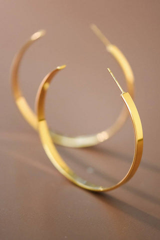 Flattened Hoop Earrings | 18K Gold PVD Plated Waterproof Stainless Steel