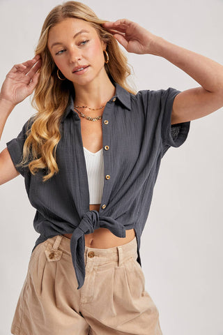 Ellie Essential Button Up Cotton Shirt | Ivory