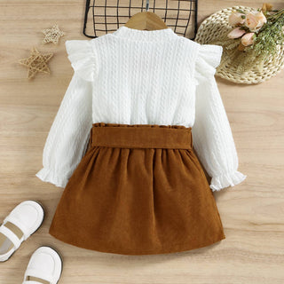 Palmer Ruffled Textured Tee & Belted Skirt