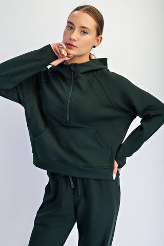 Modal Scuba Quarter Zip Hoodie Jacket | Heather Charcoal