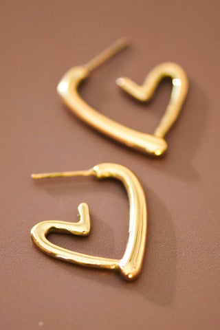 Heart Hoop Earrings | 18K Gold Plated Waterproof Stainless Steel