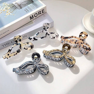 Jumbo Leopard Print Bow Hair Claw Clip