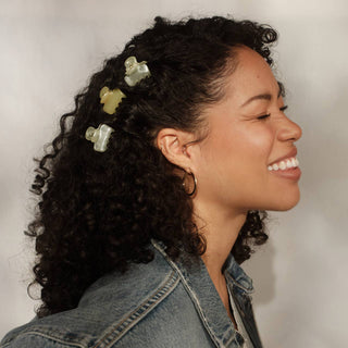 Mini Jelly Cloud Clips 8pc Set | Pearlized Cream & Butter Yellow