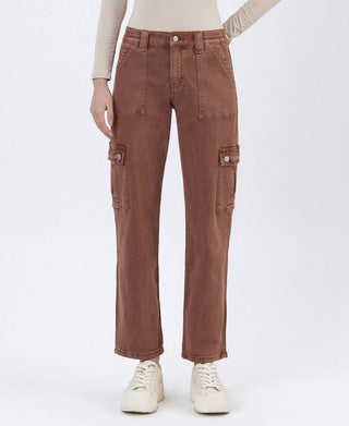 Vervet High Rise Patch Pocket Cargo Straight Jeans | Red Brick