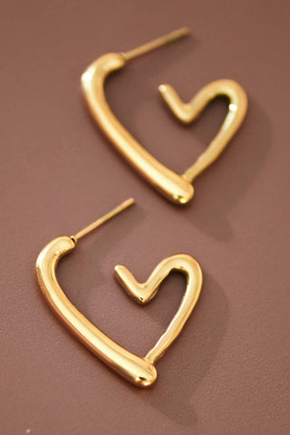 Heart Hoop Earrings | 18K Gold Plated Waterproof Stainless Steel