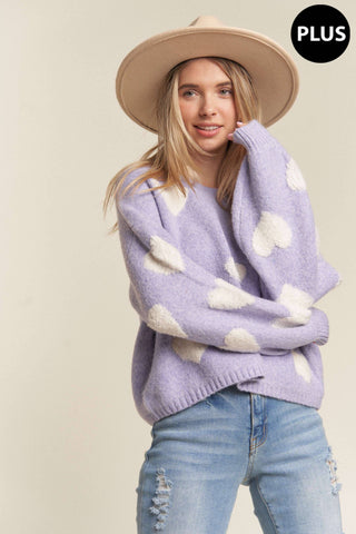 Lovely Heart Lilac Sweater | Plus Size