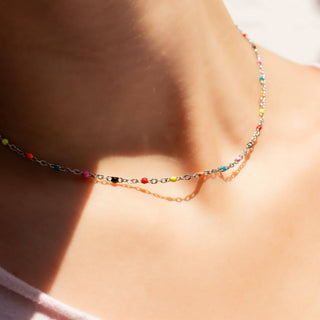 Multi Confetti Chain Necklace | 18K Gold PVD Stainless Steel