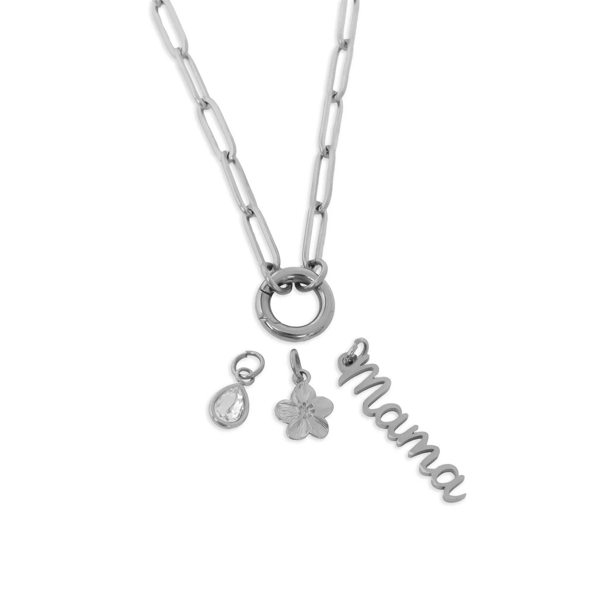 Mama Charm Holder Necklace Gift Set | 18K Gold Stainless Steel