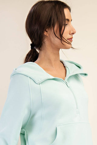 Modal Scuba Quarter Zip Hoodie Jacket | Heather Charcoal