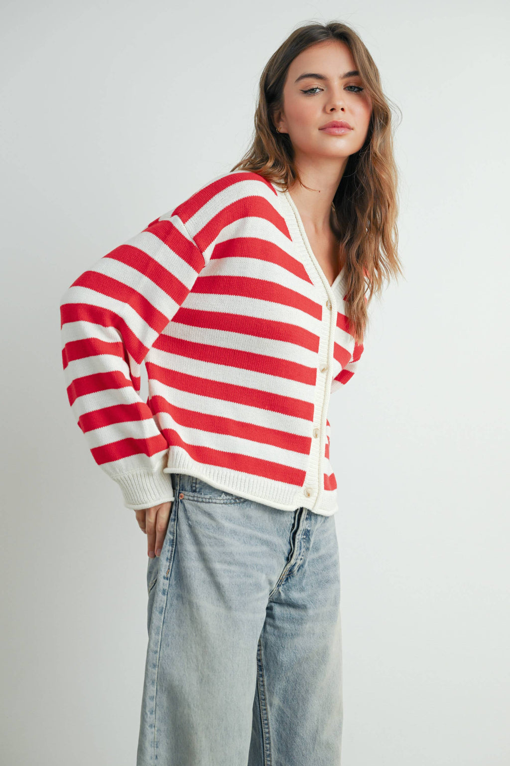 Bella Striped Sweater | Red