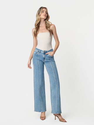 Billbergia High Rise Medium Was Seamed Panel Wide Leg Jean | Vervet