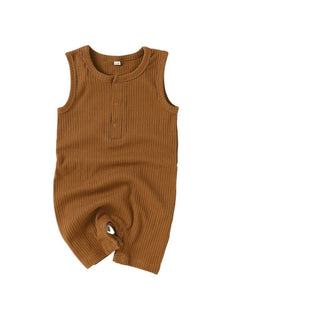 Organic Cotton Sleeveless Baby Romper | Camel