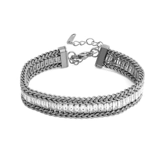 Snake Square Cubic Zirconia Stone Tennis Chain Bracelet