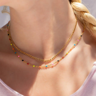 Multi Confetti Chain Necklace | 18K Gold PVD Stainless Steel
