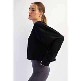 Cotton Slub Open Back Long Sleeve Top | White