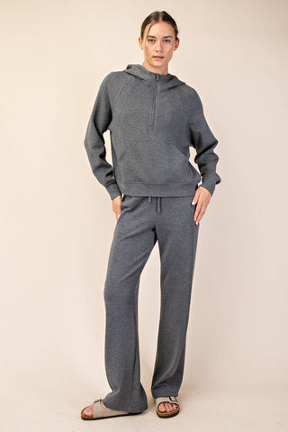 Modal Scuba Quarter Zip Hoodie Jacket | Heather Charcoal