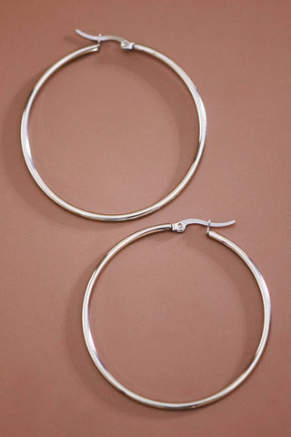 Classic Hoop Earrings | Silver Tarnish-Resistant Waterproof Stainless Steel