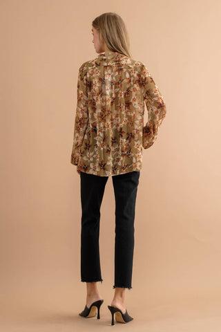 Hannah Floral Chiffon Blouse | Olive